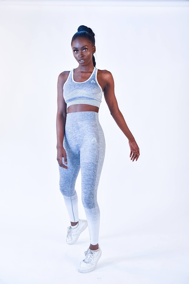 Mid Impact Sports Bra Top Grey/White (SPORTS BRA TOP ONLY) - Modestly Active